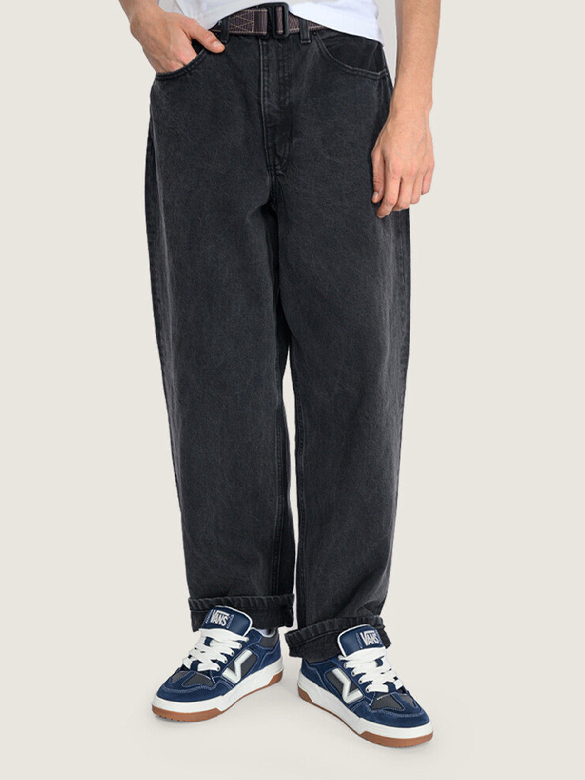 Pantalon Check-5 Baggy Denim Negro 3